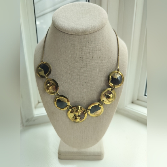 Artesan Welded Brass Disc Necklace Women's
